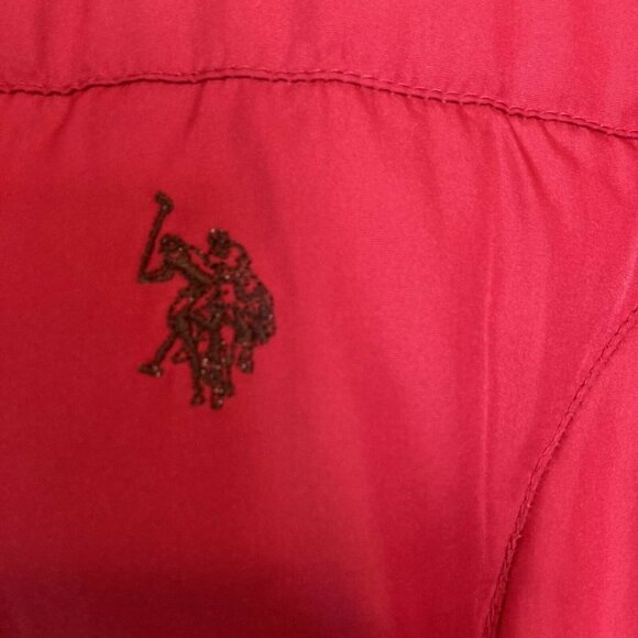 U.S. Polo Assn. Women’s Red Puffer Zip Up Jacket Coat (No Hood) Size M - Picture 3 of 12